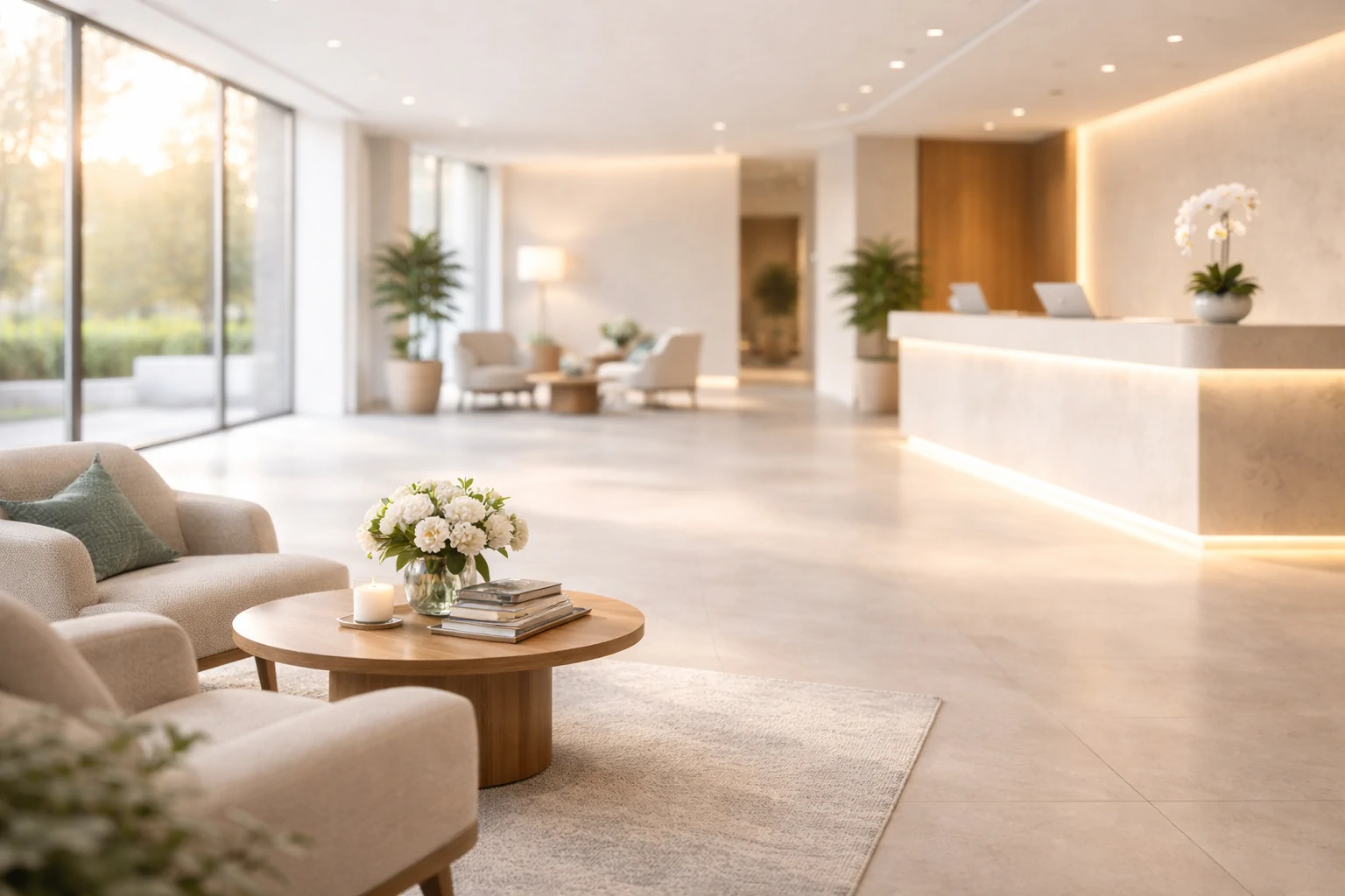 Lobby h&ocirc;telier &eacute;l&eacute;gant